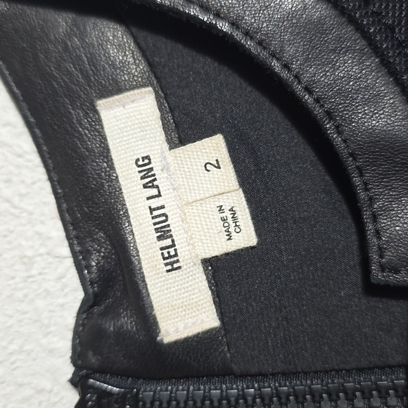 Helmut Lang Motion Leather Trim Black Dress size 2 - Picture 3 of 7